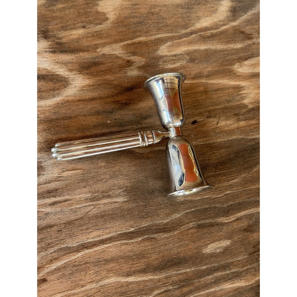 Vintage Godinger Silver Plate Double Jigger Cocktail Bar Measure Reeded Handle